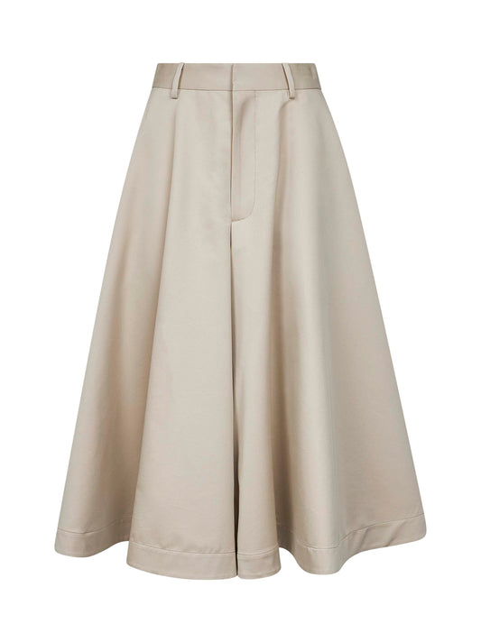 Pantaloni a culotte in twill di cotone e seta beige