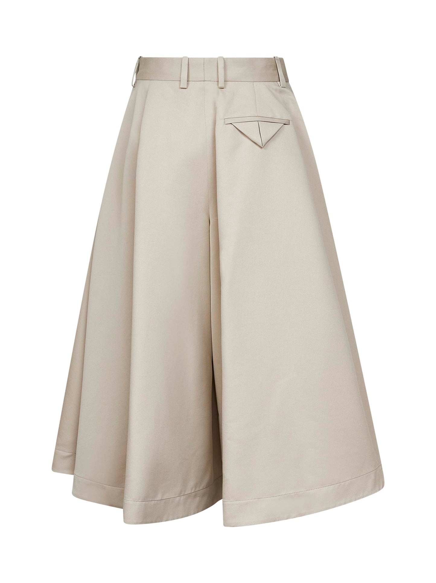 Beige cotton and silk twill culottes