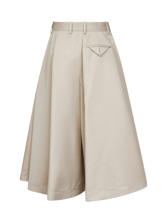 Pantaloni a culotte in twill di cotone e seta beige