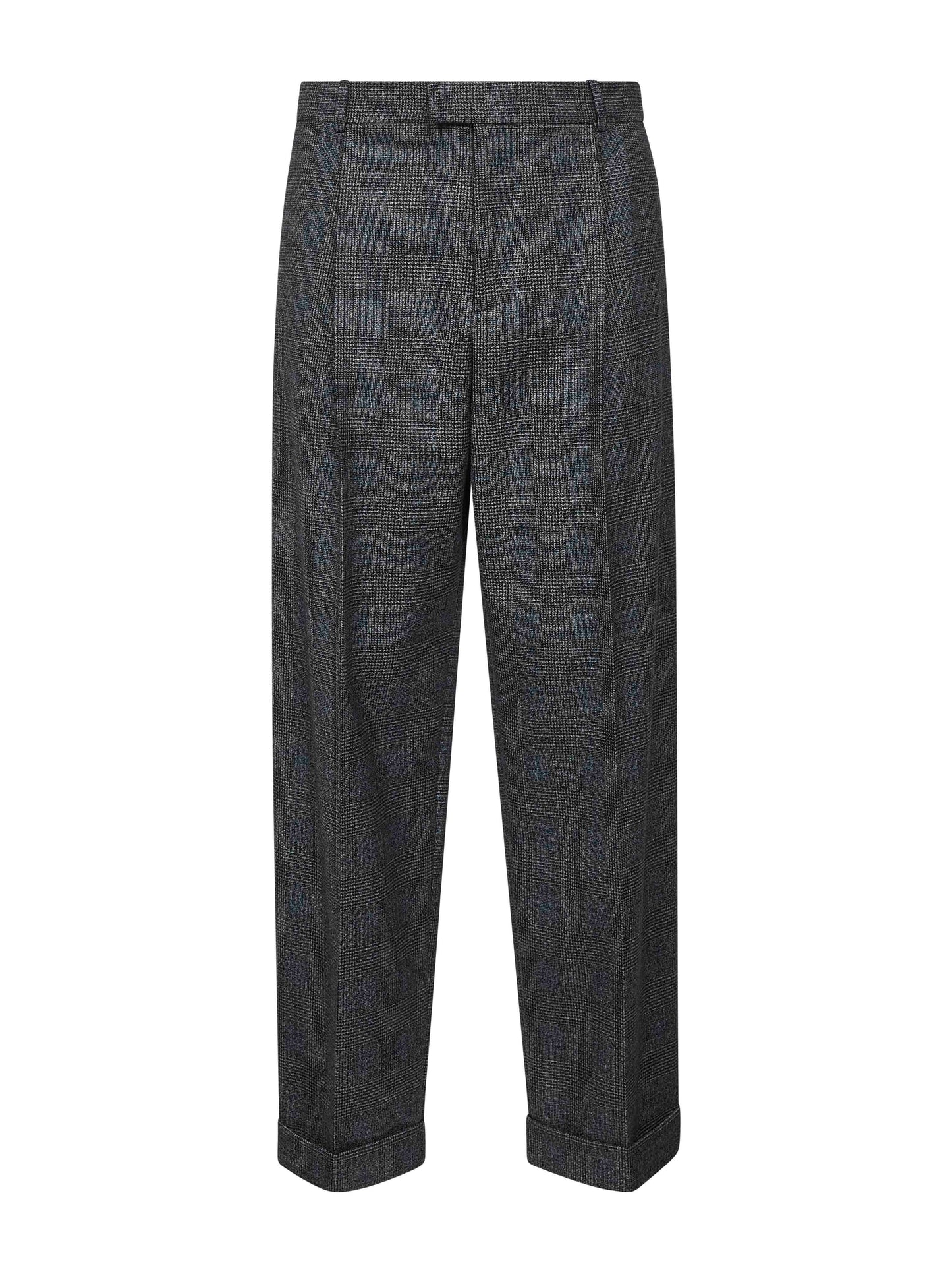 Pantaloni in lana principe di Galles grigia