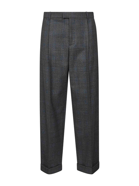 Pantaloni in lana principe di Galles grigia