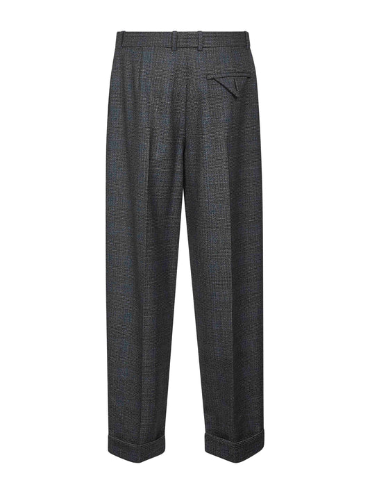 Pantaloni in lana principe di Galles grigia