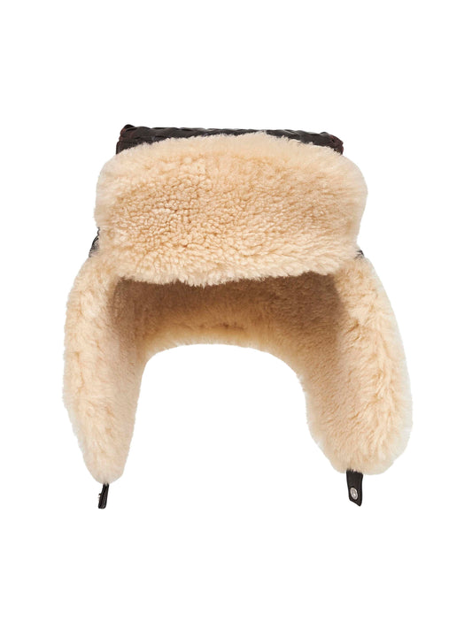 Fondant Intrecciato leather aviator hat