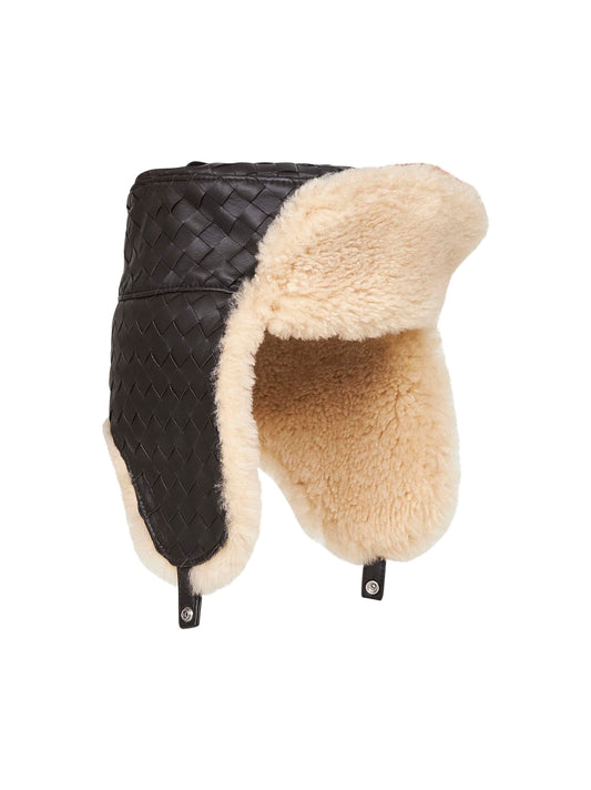 Fondant Intrecciato leather aviator hat