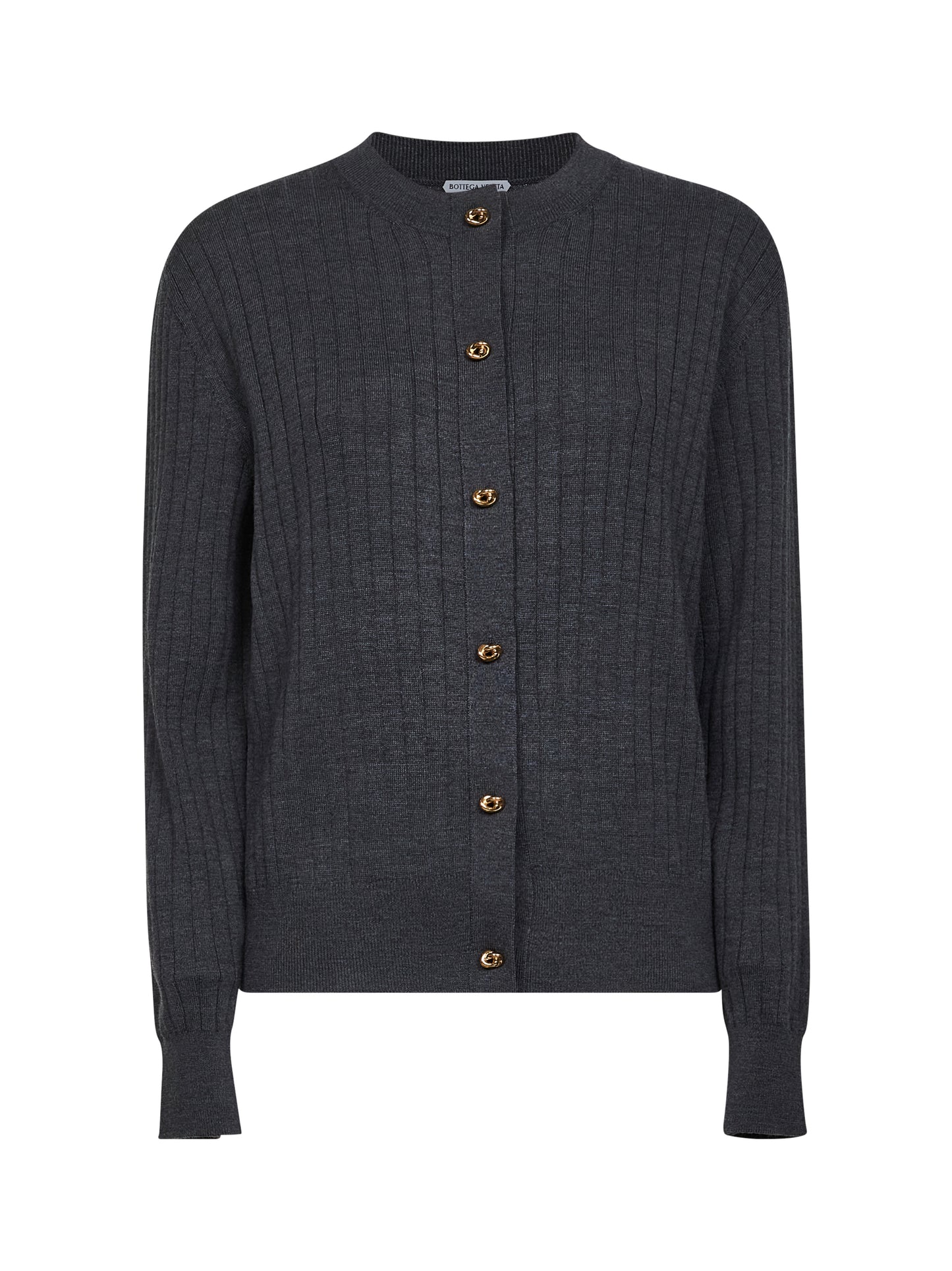 Cardigan in maglia a coste piatte grigia