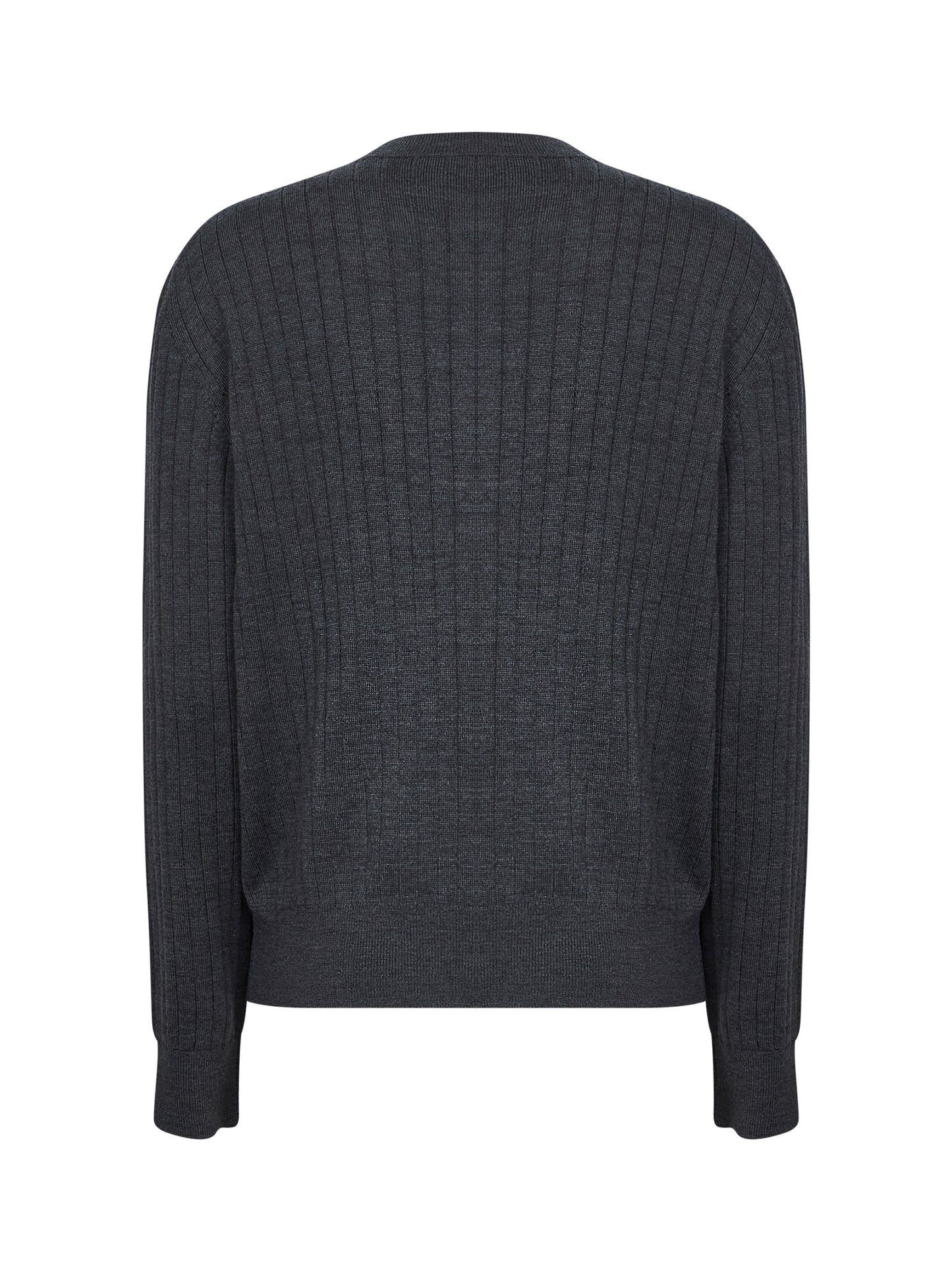 Cardigan in maglia a coste piatte grigia