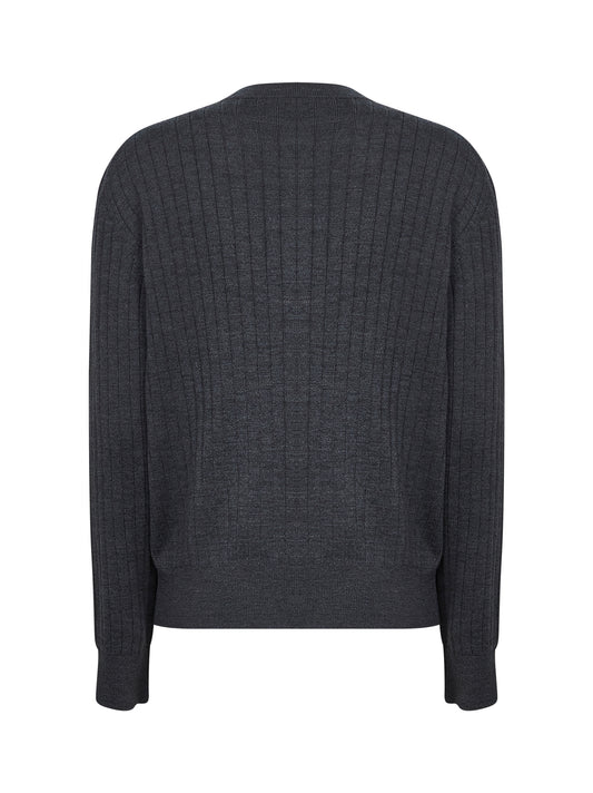 Cardigan in maglia a coste piatte grigia