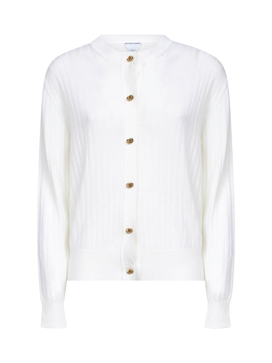 Ivory ribbed wool cardigan