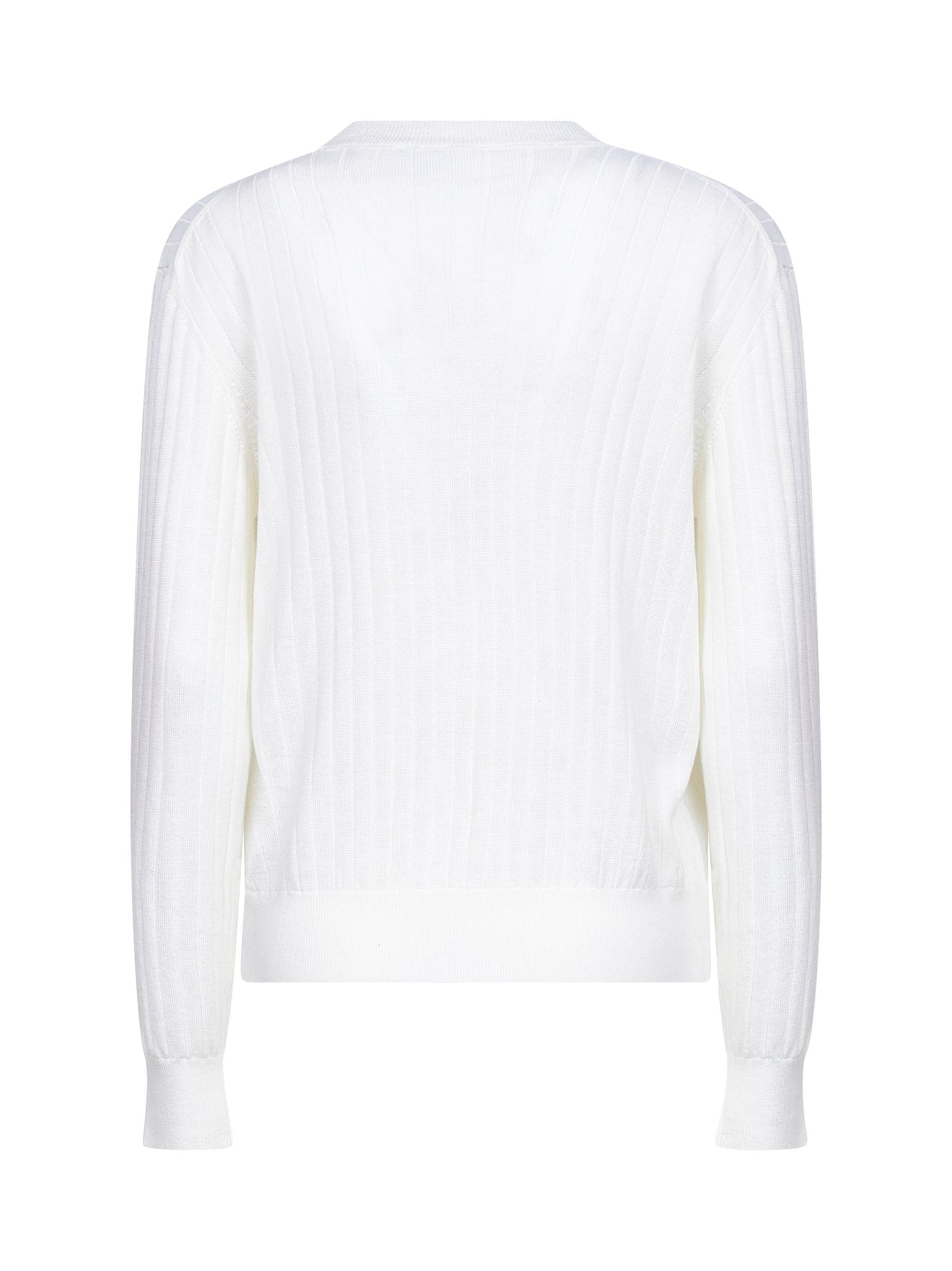 Cardigan in lana a coste avorio