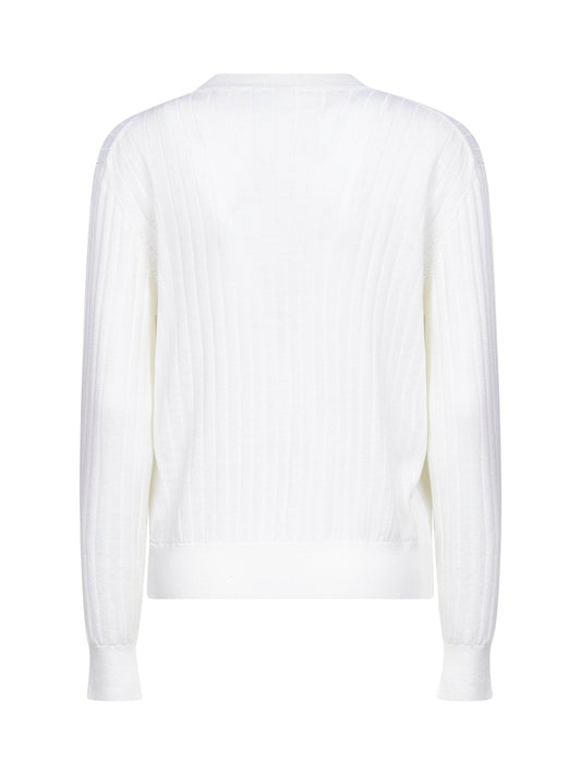 Ivory ribbed wool cardigan