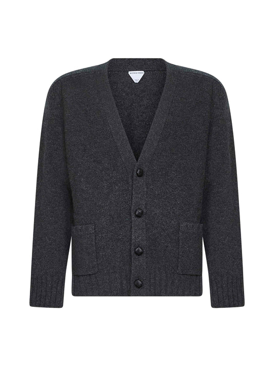 Cardigan in lana merino sottile grigia