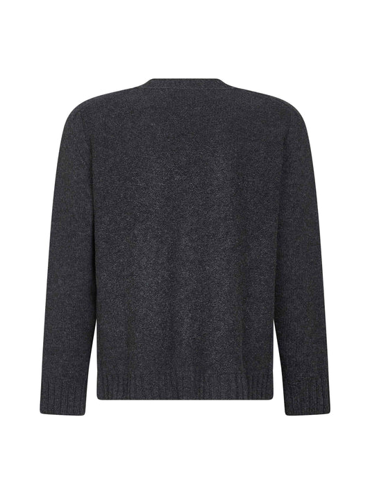 Cardigan in lana merino sottile grigia