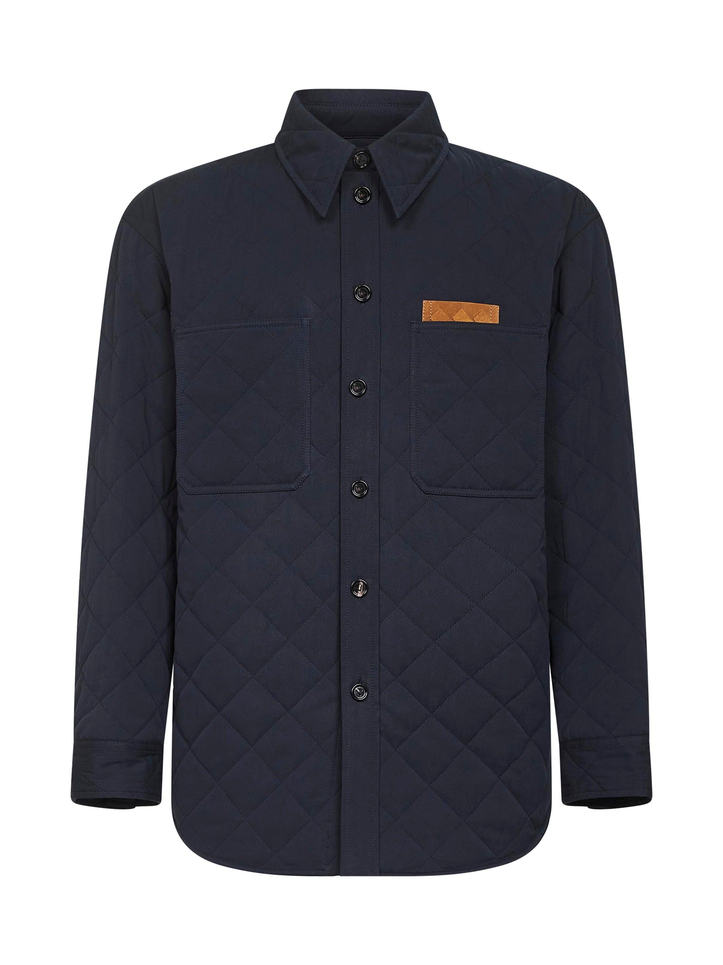 Blue matte technical cotton quilted overshirt