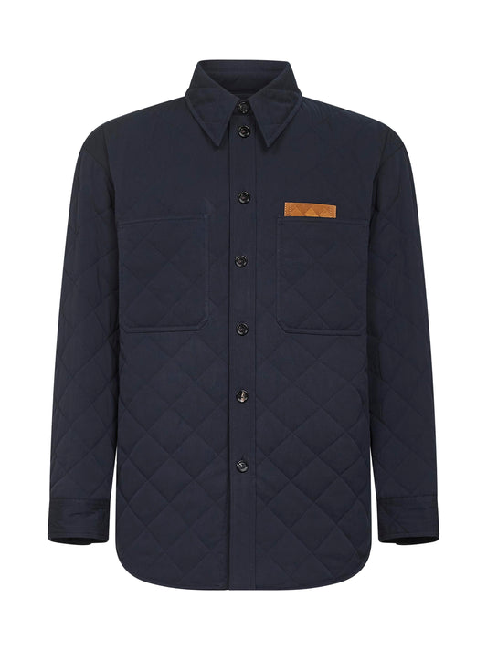 Overshirt trapuntata in cotone tecnico opaco blu