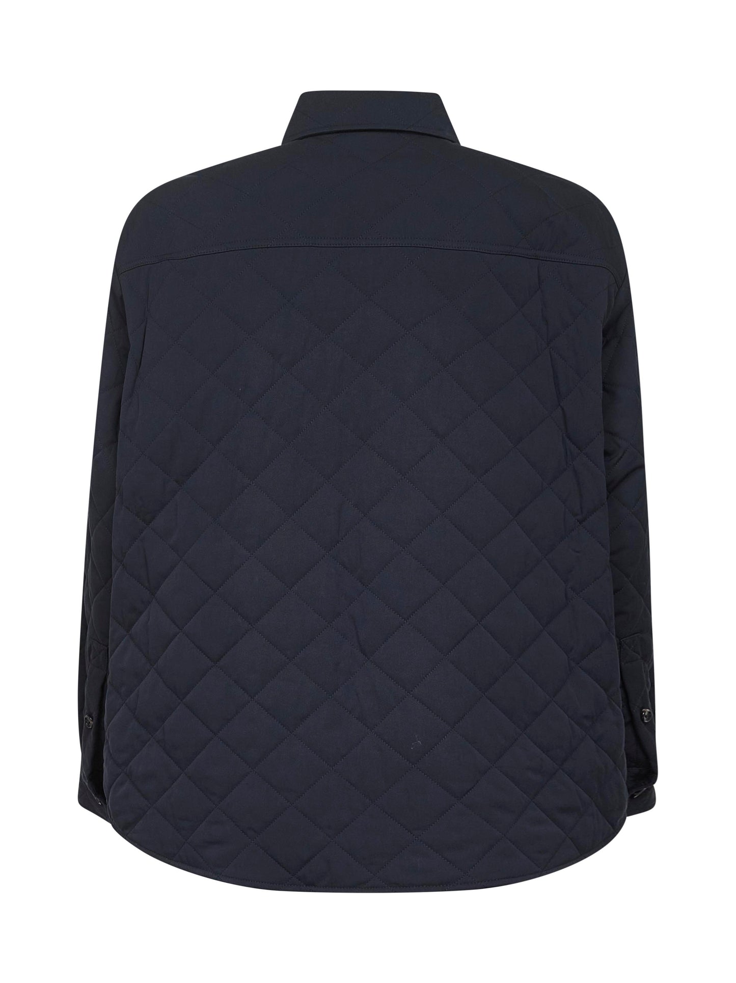 Blue matte technical cotton quilted overshirt