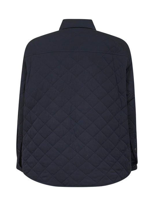 Overshirt trapuntata in cotone tecnico opaco blu