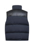 Blue matte technical cotton and leather padded vest