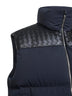 Blue matte technical cotton and leather padded vest