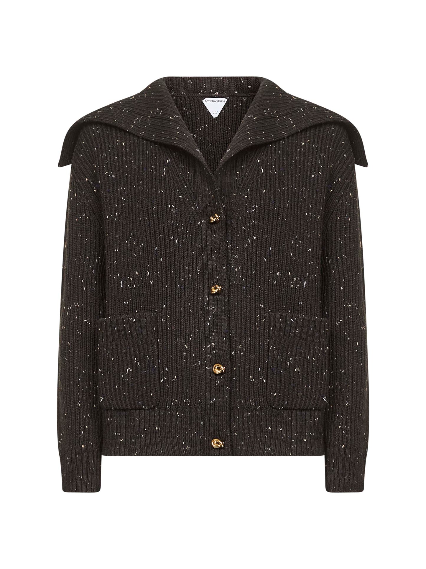 Cardigan in lana a coste inglesi marrone