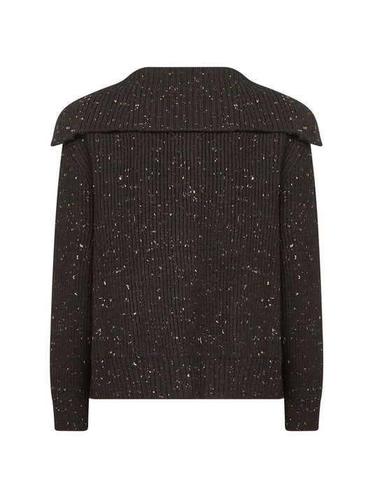Cardigan in lana a coste inglesi marrone