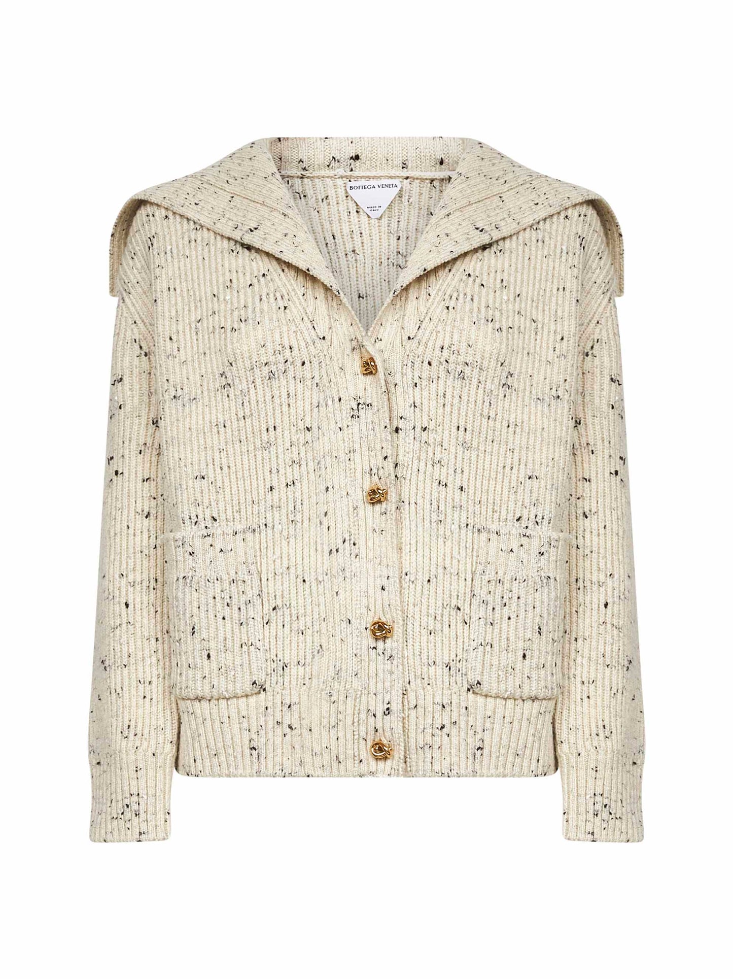 Cardigan in lana a coste inglesi avorio