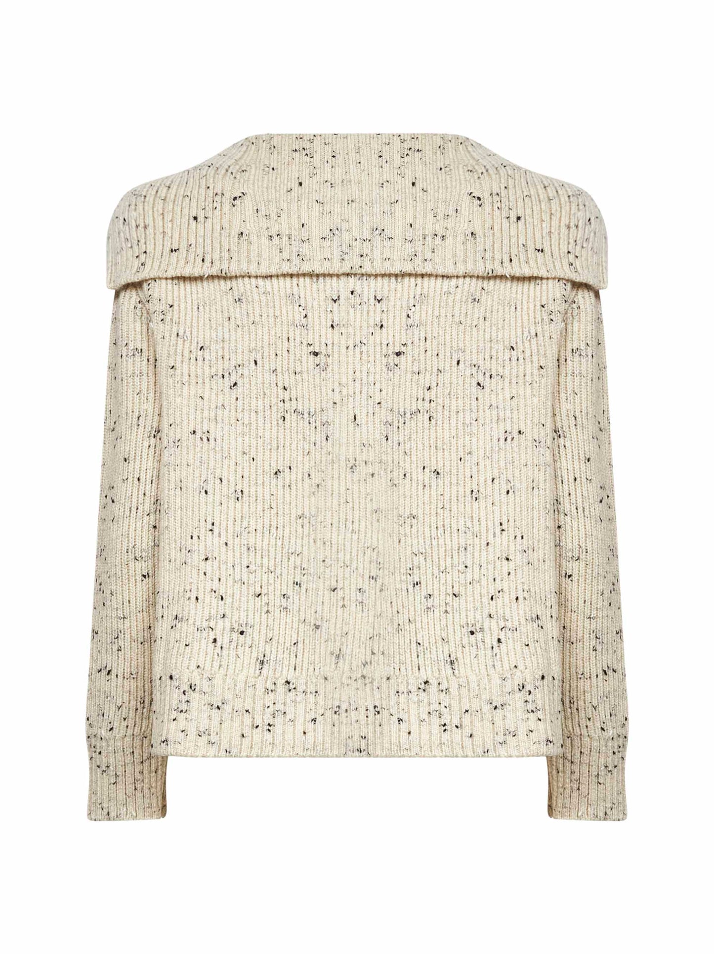 Cardigan in lana a coste inglesi avorio