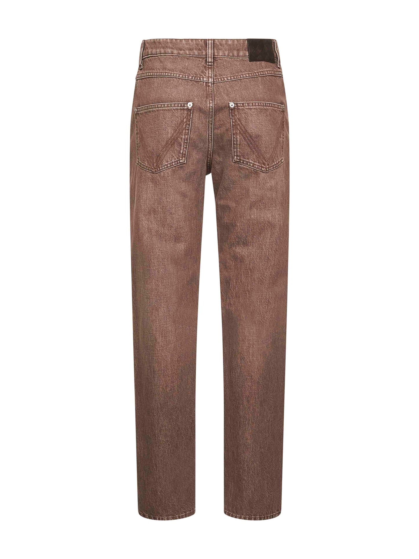 Jeans a gamba dritta in denim lavato marrone