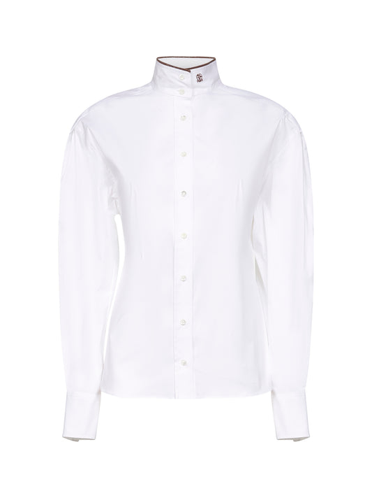 White Shiny Collar Detail shirt<BR/>