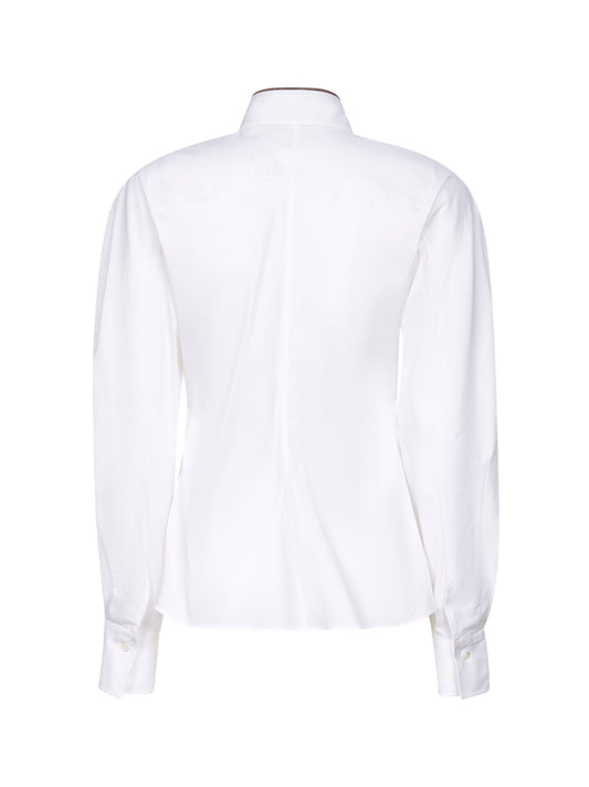 White Shiny Collar Detail shirt<BR/>