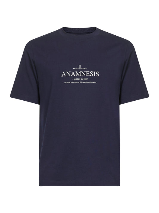 Blue jersey printed brewneck T-shirt
