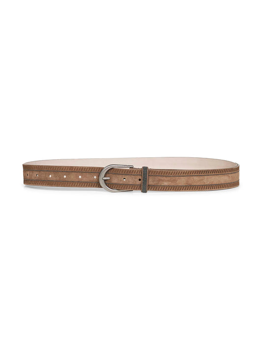 Beige suede belt with monili