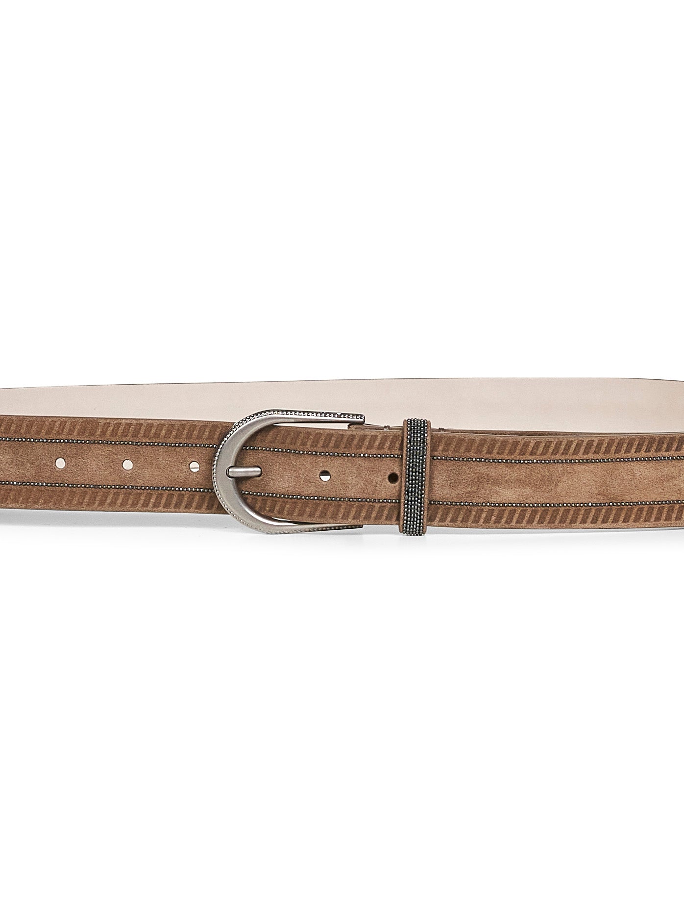 Beige suede belt with monili