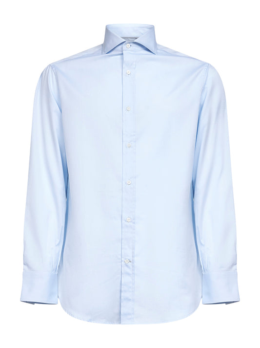 Camicia basic fit in cotone celeste