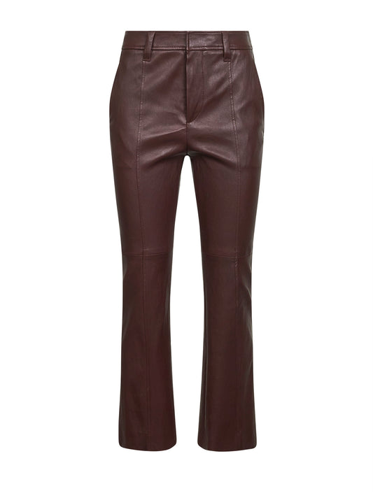 Burgundy stretch nappa leather Square Cigarette trousers