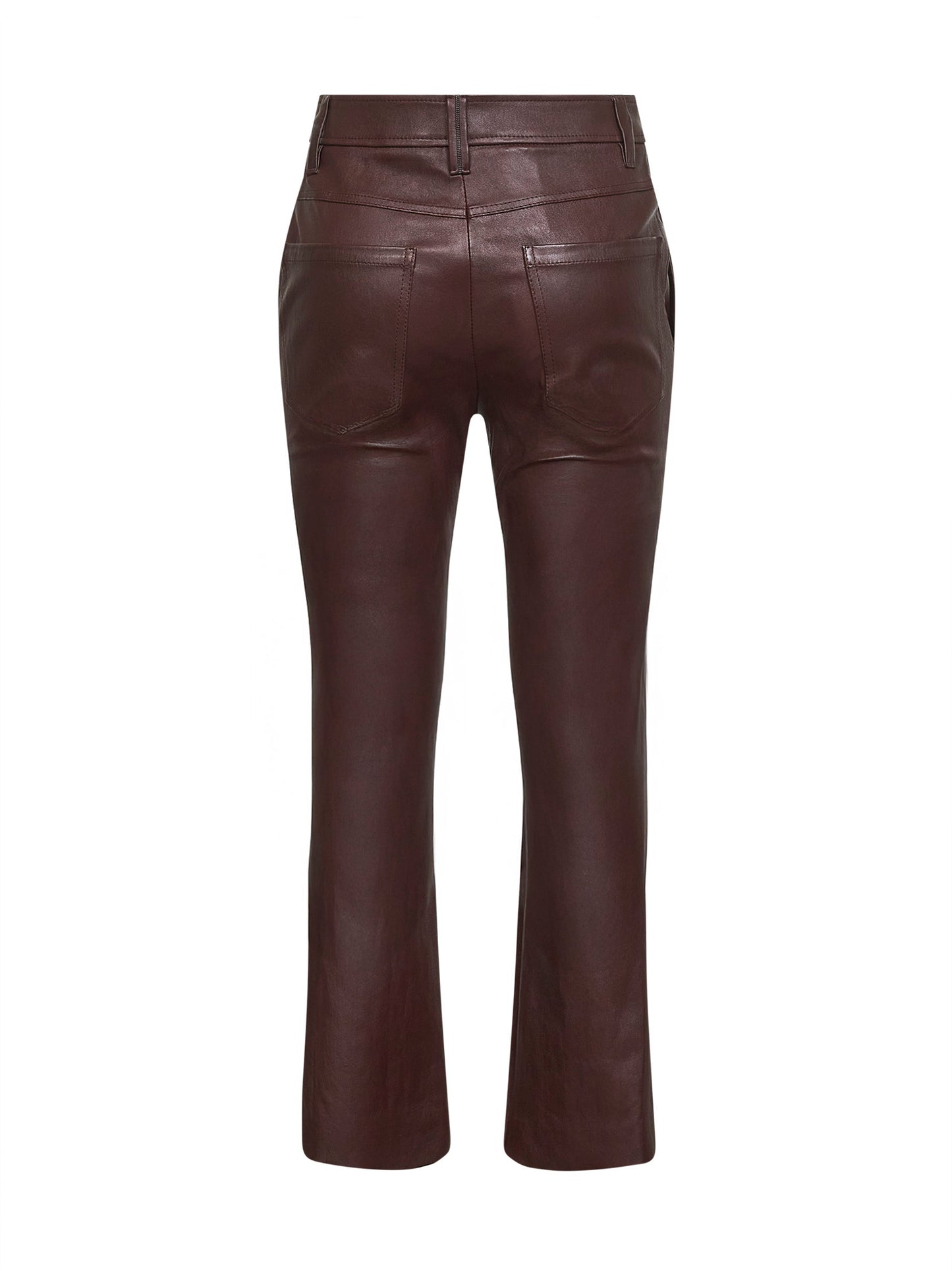 Burgundy stretch nappa leather Square Cigarette trousers