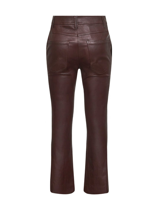 Burgundy stretch nappa leather Square Cigarette trousers