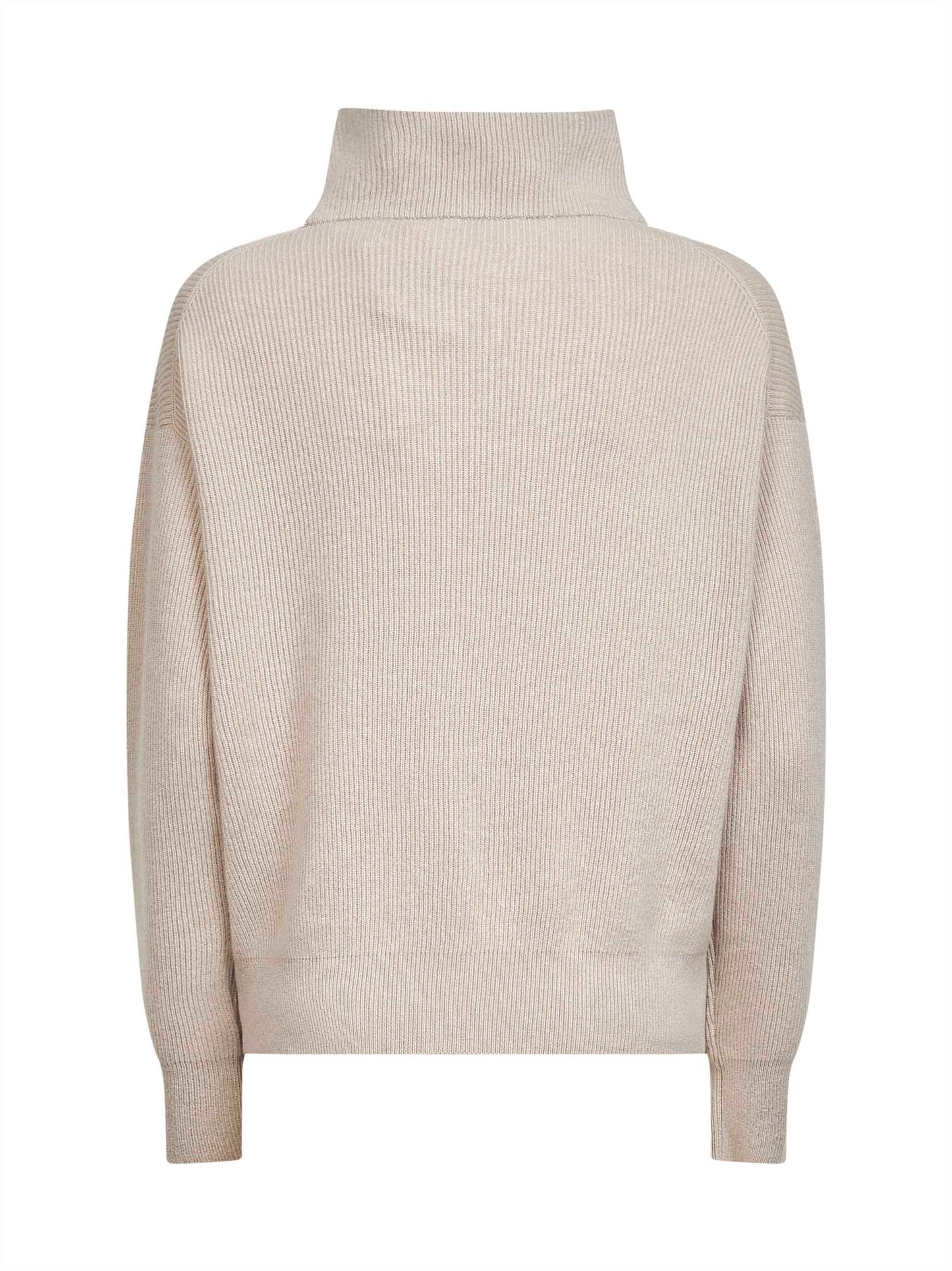 Maglia in cashmere beige con ricamo in monile