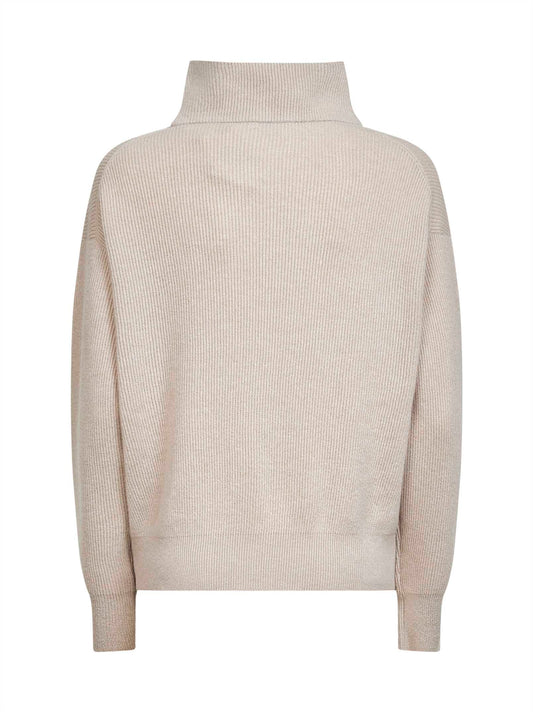 Maglia in cashmere beige con ricamo in monile