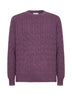 Purple cable knit cashmere crewneck sweater