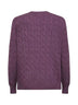 Purple cable knit cashmere crewneck sweater