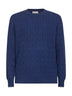 Blue cable knit cashmere crewneck sweater