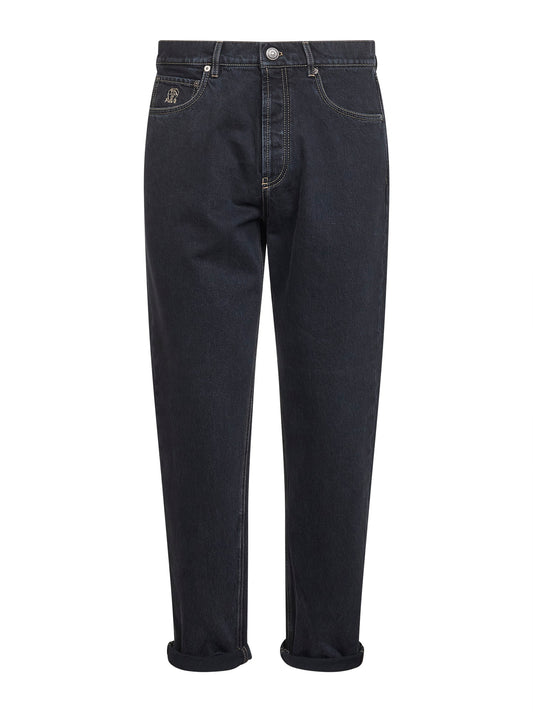 Blue cotton denim iconic fit jeans