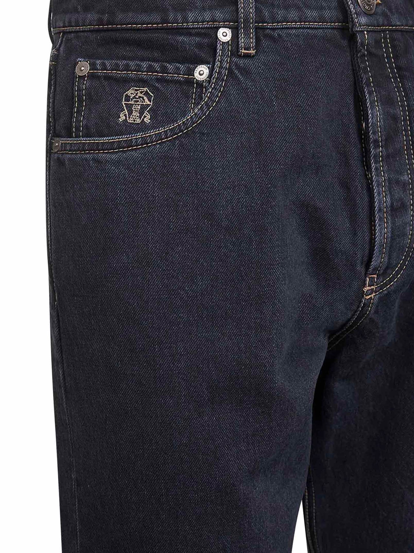 Blue cotton denim iconic fit jeans