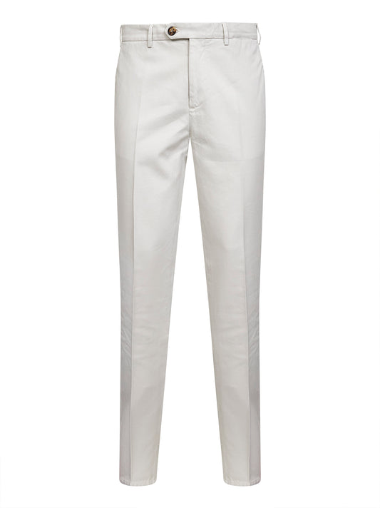 Beige American Pima gabardine italian-fit trousers