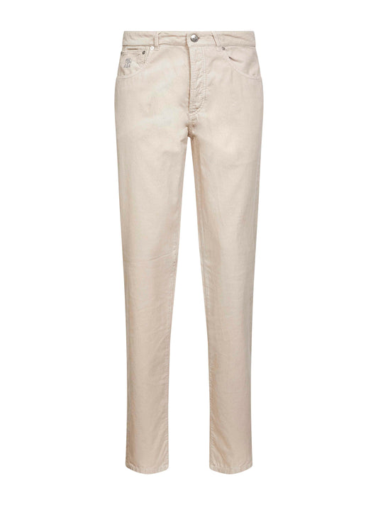 Beige corduroy italian fit trousers