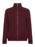 Burgundy wide-rib knit cashmere zip-up cardigan