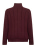 Burgundy wide-rib knit cashmere zip-up cardigan