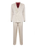 Beige silk wide chalk stripe twill suit<BR/>