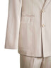Beige silk wide chalk stripe twill suit<BR/>