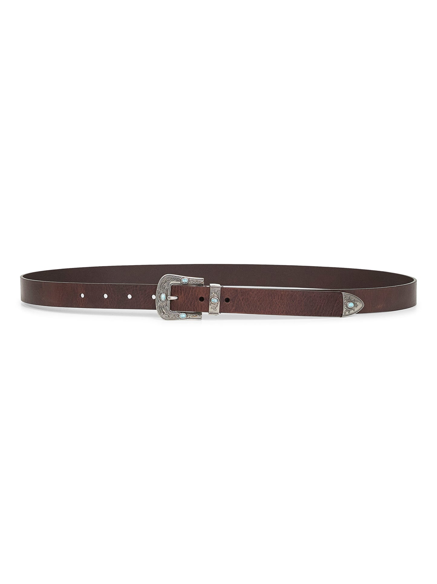 Brown pull-up calf leather belt